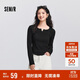 森馬（Semir）[商場同款]長袖T恤女短款緊身顯瘦2025春木耳邊上衣101125101009