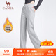 駱駝（CAMEL）加絨衛褲女休閑可調節褲腳針織運動(dòng)褲 Y23CY0L5013 淺花灰 M