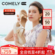 康莉（COMELY）一字拖鞋女夏季羊皮坡跟休閑防滑沙灘交叉帶時(shí)尚涼拖 杏色 38 
