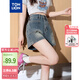 唐獅2025夏女復古口袋牛仔中短褲