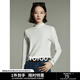 初語(yǔ)舒絨保暖長(cháng)袖t恤女秋冬新款半高領(lǐng)修身創(chuàng  )意刺繡打底衫 米白色預售11-8 M