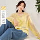 茵曼（INMAN）茵曼甜美軟糯絞花黃色針織開(kāi)衫2026春女裝新款薄毛衣外套 黃色 M