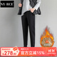 NY-RCE羊羔絨運(yùn)動(dòng)褲女冬季加絨休閑衛(wèi)褲寬松加厚褲子女外穿秋冬棉褲 黑色(羊羔絨) XL