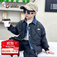 奧特曼童裝男童棉服冬季2025新款寶寶衣服兒童秋冬款牛仔假兩件加絨外套 黑色 90 建議80-90cm1歲半-2歲