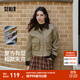 森馬（Semir）防護外套|外套女短款寬松落肩撞色燈芯絨翻領(lǐng)秋三防夾克復古 深卡其A51306 S