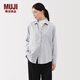 無(wú)印良品（MUJI） 女式 法蘭絨 襯衫領(lǐng) 長(cháng)袖襯衫女士襯衣內搭上衣純棉秋季新品女裝 淺灰色 S （155/80A）