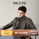 威可多（VICUTU）男士真皮皮衣秋冬翻領(lǐng)云霧灰機車(chē)服休閑皮夾克 云霧灰 L
