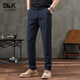 班尼路（Baleno）S&K系列三防直筒休閑褲男士夏季新款夏裝薄款涼感彈力運動(dòng)長(cháng)褲子 藏青 34