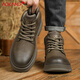 奧康（Aokang）馬丁靴秋冬戶(hù)外工裝男士增高耐磨靴子 煙灰咖    41   