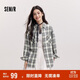 森馬（Semir）[商場(chǎng)同款]長(cháng)袖襯衫女中長(cháng)款oversize春2025格紋上衣101125105007