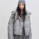 樂(lè )町連帽短款方格小面包羽絨服女2025冬季新款 銀燭灰(現貨) XS