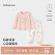 babylove女寶寶內(nèi)衣套裝春秋款純棉打底睡衣女童甜美分體家居服秋衣秋褲