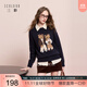 三彩2025冬季新款小熊針織衫圓領(lǐng)寬松毛衫套頭休閑M