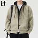 :CHOCOOLATE it連帽夾克男秋冬季美式復古高街潮牌假兩件外套 綠色 XL 【建議140-155斤】