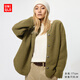 優(yōu)衣庫女裝男裝仿羊羔絨搖粒絨休閑開(kāi)衫長(cháng)袖寬松外套冬新款479616 56 橄欖色 M /160/84A