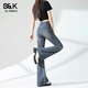 班尼路（Baleno）S&K高腰微喇牛仔褲女2025年春秋季新款時尚動感通勤百搭休閑長褲