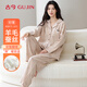 古今【德絨羊毛蠶絲潤膚】女士睡衣女秋冬季長(cháng)袖長(cháng)褲保暖家居服套裝L