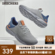斯凱奇（Skechers）男士夏季透氣網(wǎng)鞋一腳蹬休閑鞋輕便軟底網(wǎng)面運動(dòng)鞋 灰色/藍色/GYBL 42