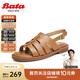 Bata羅馬軟底涼鞋女2024夏商場(chǎng)同款羊皮涼鞋AON06BL4 棕色 37