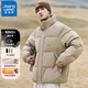 真維斯羽絨服男秋冬新款無(wú)帽立領(lǐng)休閑時(shí)尚保暖外套簡(jiǎn)約白鴨絨情侶款外套 卡其 XL