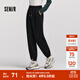 森馬（Semir）休閑褲女冬季搖粒絨衛褲分割顯腿長(cháng)ins潮流百搭簡(jiǎn)約束腳長(cháng)褲 黑色90001 L