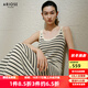 艾諾絲雅詩(shī)【商場(chǎng)同款】2025夏季新品條紋慵懶風(fēng)吊帶裙連衣裙長(zhǎng)裙40529868 黑白色 L
