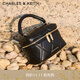 CHARLES&KEITH菱格鏈條手提斜挎小方包盒子包包女包生日禮物CK2-80782534 Black黑色 小包