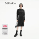 MO&Co.針織連衣裙綿羊毛羊駝毛裂口收腰高腰直筒灰色針織連衣裙 礦灰色 XS 155