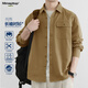 MMOPTOP日系純棉長(cháng)袖襯衫秋男士秋冬季純色休閑襯衫MCS37卡其XL