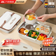WCZ德國(guó)品牌保溫飯盒中小學(xué)生大容量可微波爐五格上班族餐盒304不銹 大號(hào)米色（成人量）餐具+袋   2900ml 食品級(jí)丨密封保鮮丨冬季超強(qiáng)保溫