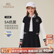 英氏（YEEHOO）女童套裝兒童棒球服裙子兩件裝中大童裝休閑學(xué)院風(fēng)秋裝 黑色 130