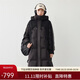 艾萊依羽絨服女拼接設計感長(cháng)款時(shí)尚連帽鴨絨保暖外套冬 炭黑155