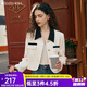 Olrain歐芮兒小香風(fēng)短外套女裝秋季新款寬松時(shí)尚名媛風(fēng)撞色上衣 米杏色 S