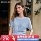 Olrain歐芮兒藍色圓領(lǐng)綁帶套頭短袖針織衫女夏季2025新款別致上衣 藍色 M
