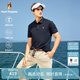 Hush Puppies【抗皺易打理】暇步士男裝2025夏季休閑透氣抗皺涼感短袖POLO衫 墨藍色 XL