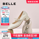 百麗（Belle）復古時(shí)裝瑪麗珍鞋女2025秋新商場(chǎng)同款質(zhì)感牛皮單鞋E1T1DCQ5預售 米白色 38 (240mm)
