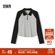 森馬（Semir）POLO衫女短款拼色插肩袖修身上衣小個(gè)子秋顯瘦套頭衫101524115003