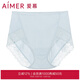 愛(ài)慕（Aimer）高腰素色蕾絲邊三角性感舒適夏季女裝內褲短褲內褲女生AM221662 灰色 1條 XL