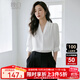 晚白【新品】亞麻V領(lǐng)襯衫女2025秋款輕熟風(fēng)小衫顯瘦通勤襯衣女 米白色 L