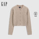 蓋璞女裝2025春季新款基礎款絞花針織開(kāi)衫簡(jiǎn)約純色舒適毛衣729044
