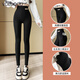 VOEDOOU側口袋螺紋棉打底褲高腰收腹高彈力純棉瑜伽褲女加大碼可外穿春秋 黑色（純棉口袋款） L 適合100-115斤