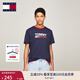 TOMMY JEANS【純棉合身】夏季男女美式潮流印花情侶短袖T恤上衣 深藍(lán)色C87 L (推薦：150-165斤)