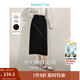 茵曼（INMAN）2025秋冬女裝新款簡(jiǎn)約百搭燈芯絨半身裙中高腰顯瘦全棉直筒裙 黑色 XL