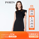 PORTS寶姿 新品 女裝不對稱荷葉邊袖袖魚尾連衣裙LN8D173HWB004 黑色 XS (2)