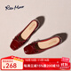 reemoor睿慕蝴蝶結淺口單鞋2025秋季新款平底時(shí)尚百搭芭蕾舞鞋女 酒紅色 37