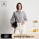 Marc O'Polo/MOP【商場(chǎng)同款】25秋季新款純棉撞色翻領(lǐng)條紋長(cháng)袖襯衫女士上衣 灰條紋S75 XS (34)