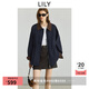 LILY2025秋新款女裝工裝風(fēng)撞色燈芯絨拼接寬松休閑風(fēng)衣外套短款 411藏青 M