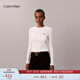 Calvin KleinJeans25秋季新款女士簡(jiǎn)約ck字母辣妹正肩羅紋打底長(cháng)袖T恤上衣 101-象牙白 S