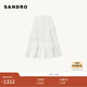 SANDRO春夏女裝法式時尚優(yōu)雅白色鏤空紐扣長款蛋糕裙長款半身裙 10/白色 XS (34)