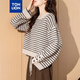 唐獅2025秋季女復古風(fēng)條紋圓領(lǐng)套頭毛衣短款時(shí)尚簡(jiǎn)約百搭文藝風(fēng)